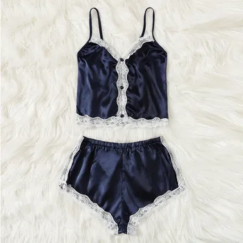 Women V-Neck Silk Lace Sexy Stain Backless Camisole Pajamas Sleepwear Shorts Set Lingerie Underwear Mesh Sleepwear Nightwear Set
Women V-Neck Silk Lace Sexy Stain Backless Camisole Pajamas Sleepwear Shorts Set Lingerie Underwear Mesh Sleepwear Nightwear Set