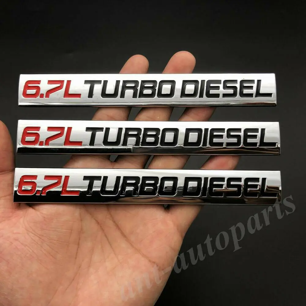 

3pcs Metal Chrome 6.7L Turbo Diesel Engine Car Emblems Badge Decals Sticker V8