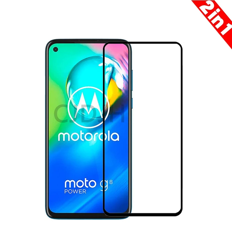 2 шт. полноэкранное закаленное стекло на клеевой основе для Motorola Moto G8 G мощное