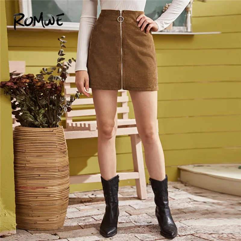 ROMWE Zip Up Mini Corduroy Retro A Line Skirts Womens Vintage High Waist Mini Skirt Female Solid Fall Winter Skirt
ROMWE Zip Up Mini Corduroy Retro A Line Skirts Womens Vintage High Waist Mini Skirt Female Solid Fall Winter Skirt