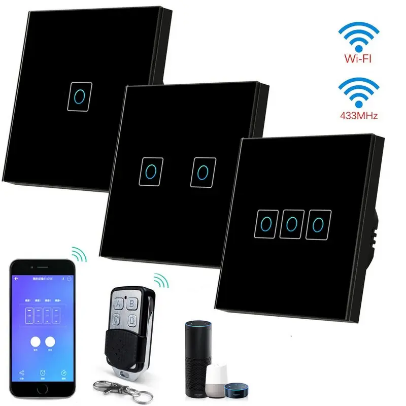 Luxury Wireless WiFi RF433 Smart Switch,Tempered Crystal Glass APP Remote Control Switch 1/2/3 Gang Work With Alexa/Google Home
Luxury Wireless WiFi RF433 Smart Switch,Tempered Crystal Glass APP Remote Control Switch 1/2/3 Gang Work With Alexa/Google Home