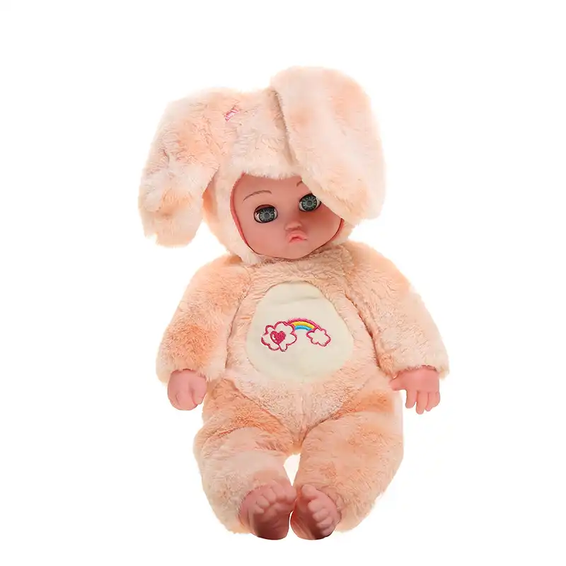 rainbow rabbit baby doll lovely animal kids toy pinching her