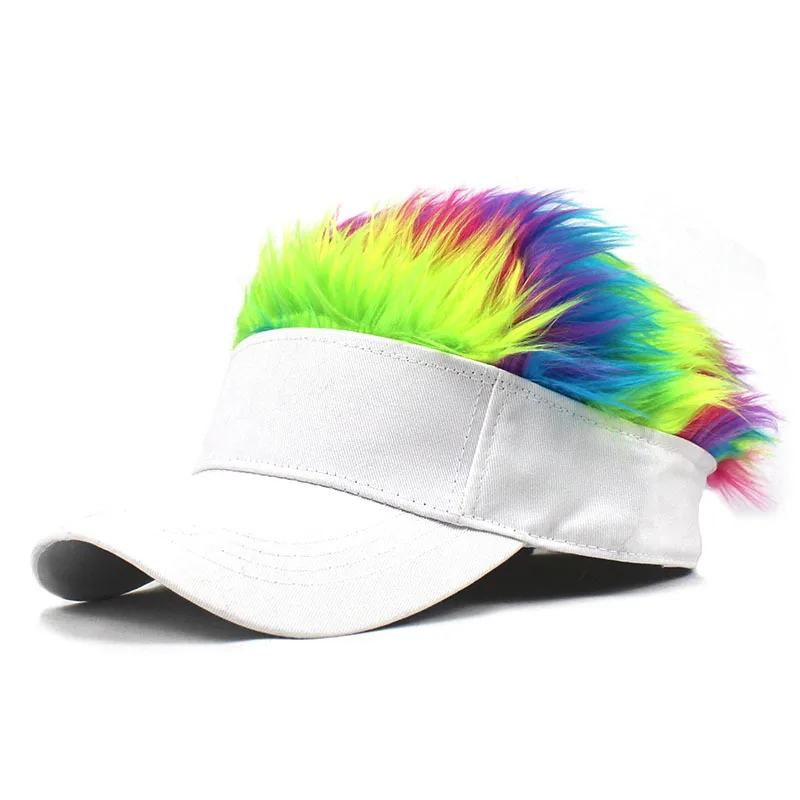

Men Women Casual Concise Sunshade Adjustable Sun Visor Baseball Cap with Spiked Hairs Wig Baseball Hat with Spiked Wigs