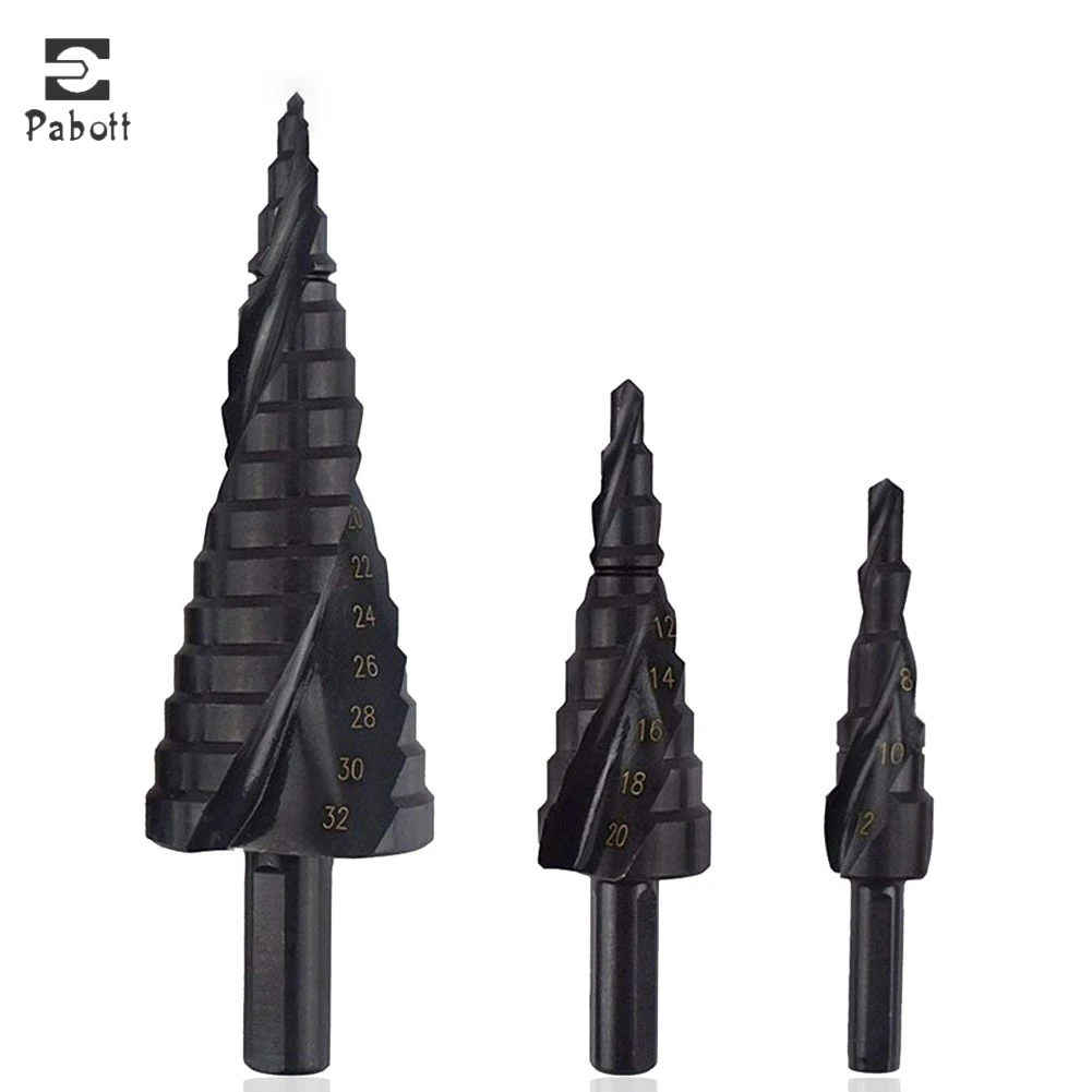 3 PCS HSS Titanium Nitride Coated Cone Spiral Step Drill Bit Set Metal Hole Cutter Power Tools kit, Metric 4-12/20/32mm
3 PCS HSS Titanium Nitride Coated Cone Spiral Step Drill Bit Set Metal Hole Cutter Power Tools kit, Metric 4-12/20/32mm