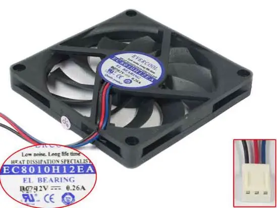 Вентилятор охлаждения сервера EverCool EC8010H12EA, постоянный ток 12 В, 0,26 А, 80x80x10 мм, 3-проводной
Вентилятор охлаждения сервера EverCool EC8010H12EA, постоянный ток 12 В, 0,26 А, 80x80x10 мм, 3-проводной