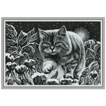 Black cat on snowy night counted printed on the canvas 11CT 14CT DIY kit Cross Stitch embroidery needlework Sets home decor 
Black cat on snowy night counted printed on the canvas 11CT 14CT DIY kit Cross Stitch embroidery needlework Sets home decor