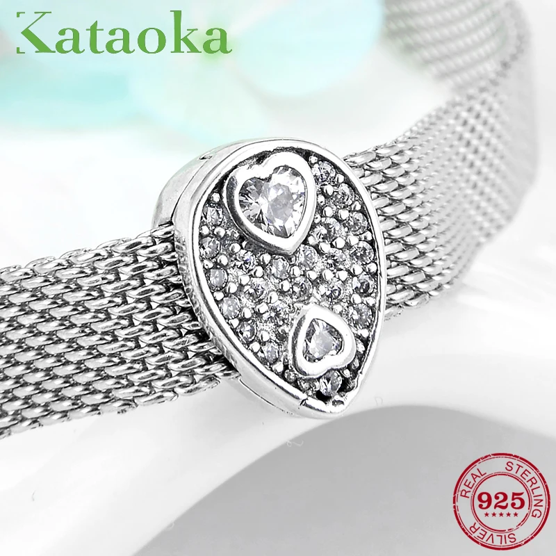 Romantic 925 Sterling Silver Teardrop-shaped luminous CZ clips beads Fit Original reflection Clip Charm Bracelet Jewelry | Украшения и