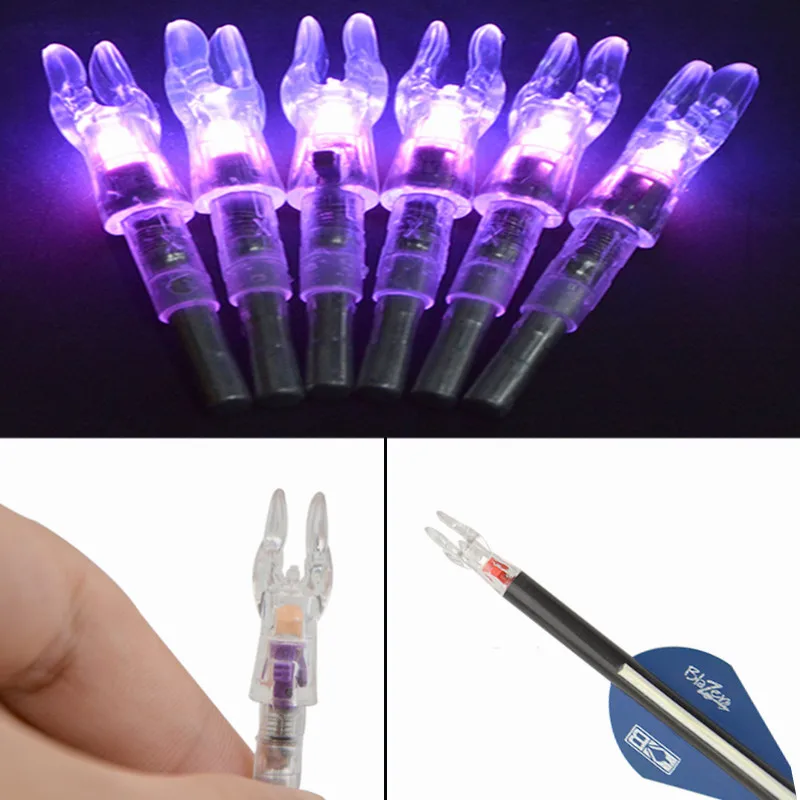 6pcs/box Archery Lighted Led Arrow Nocks Tails ID5.3mm Glowing DIY Shafts Shooting Hunting Accessories | Спорт и развлечения
