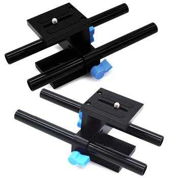 

15mm Rail Rods Support System Baseplate Mount with Quick Release Plate 2 Height Riser For DSLR Camera Follow Focus Rig​