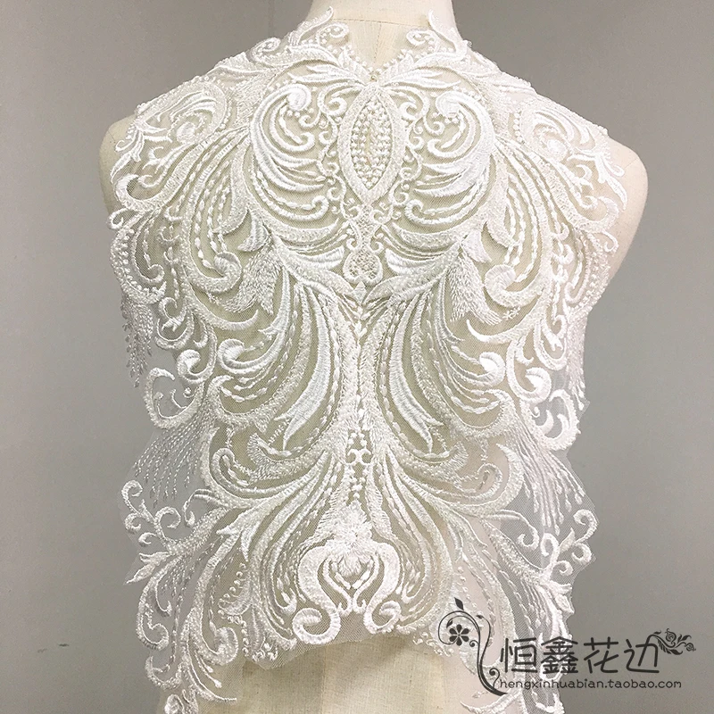 44.7cm*31cm White Hand Embroidered Nail Bead Lace Decoration Dress Back DIY Accessories
44.7cm*31cm White Hand Embroidered Nail Bead Lace Decoration Dress Back DIY Accessories
