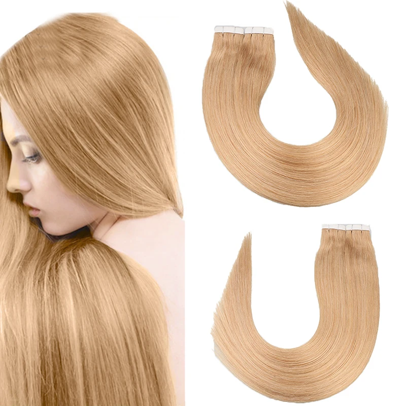 Sindra tape hair extensions human Machine Remy Straight On Adhesive Invisible Skin Weft tape in human hair (2)