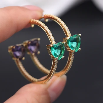 Luxury Gold Color Hoop Earrings Colorful Heart Crystal Circle Round Earrings Sparkling white Zircon Female Fashion Party Jewelry
Luxury Gold Color Hoop Earrings Colorful Heart Crystal Circle Round Earrings Sparkling white Zircon Female Fashion Party Jewelry