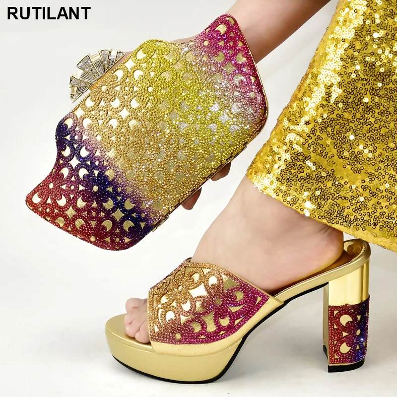 New Nigerian Women Shoes and Bag Set Decorated with Rhinestone Ladies Shoes with Matching Bags Set Plus Size Shoes Women Heel 
New Nigerian Women Shoes and Bag Set Decorated with Rhinestone Ladies Shoes with Matching Bags Set Plus Size Shoes Women Heel