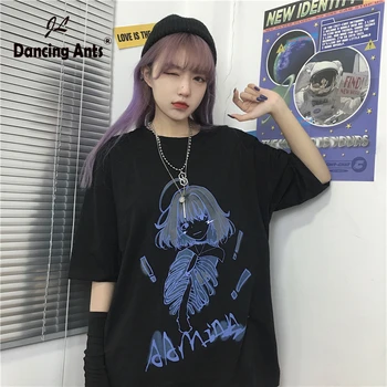 Women T-Shirts O-Neck Half Sleeve Harajuku Korean Plus Size Loose Tops 2020 Summer Young Girl Fashion Cartoon Print Street Tees 
Women T-Shirts O-Neck Half Sleeve Harajuku Korean Plus Size Loose Tops 2020 Summer Young Girl Fashion Cartoon Print Street Tees