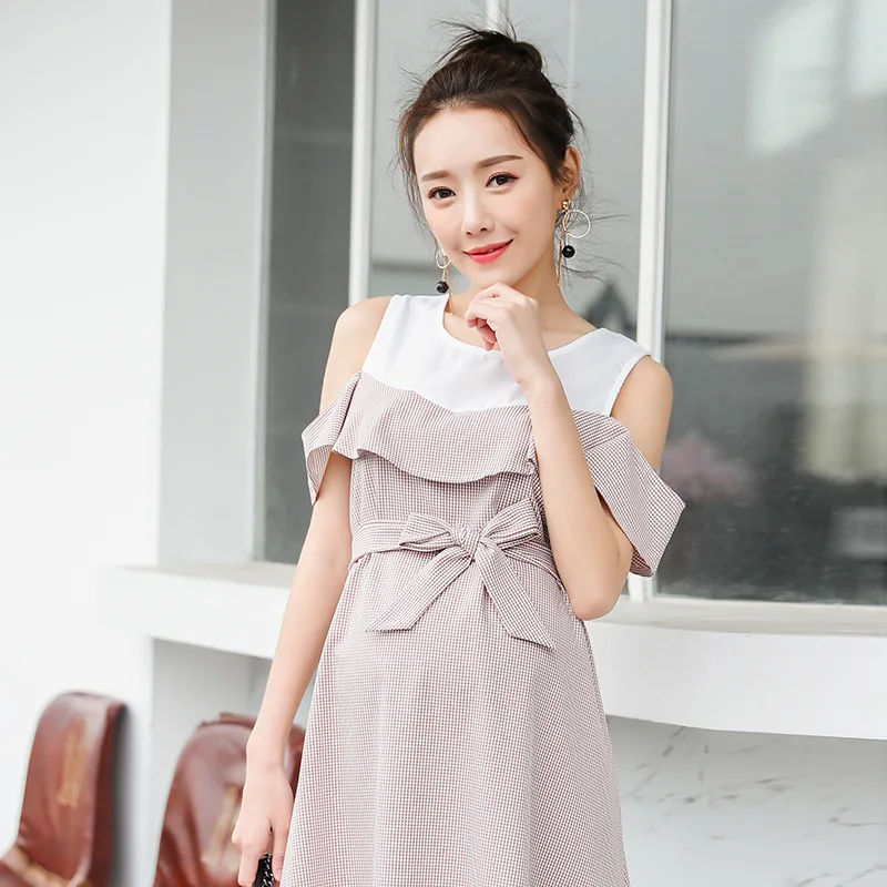 Mixed Colors Flounced Maternity Dress Medium-length off-Shoulder Fashion Mom with Belt Loose-Fit Top 3-9 Months Summer Pregnancy
Mixed Colors Flounced Maternity Dress Medium-length off-Shoulder Fashion Mom with Belt Loose-Fit Top 3-9 Months Summer Pregnancy