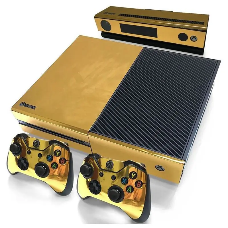 Фото Горячая 3c-золотая Глянцевая наклейка для Xbox ONE консоль контроллер + Kinect Наклейка