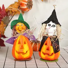 2 Pcs Crânio Cabeça Ornamento de Suspensão Pendurado Pingente de Abóbora do Dia Das Bruxas Casa Assombrada KTV Bar Pendurado Decorações com Luz(China)