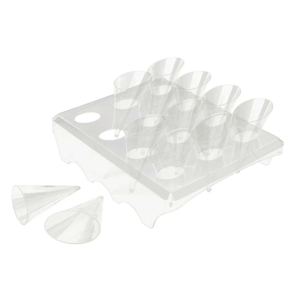 12Pcs Clear Plastic Cones Cups with Display Trays - Disposable Wedding Party Catering Tableware Single Serve
12Pcs Clear Plastic Cones Cups with Display Trays - Disposable Wedding Party Catering Tableware Single Serve