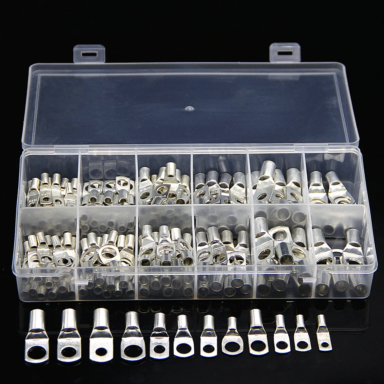 

170PCS Assortment SC Bare Crimp Terminals lug Tinned Copper Lug Ring Wire Butt Connectors Electrical Cable Splice Terminals Kit