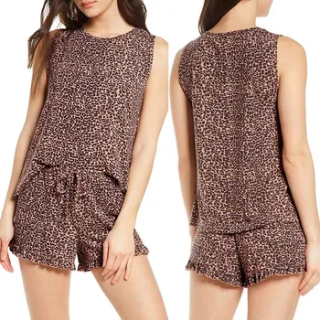 Pajamas Women Smmer Leopard Print Sleepwear Sleeveless Tops Shorts Sets Lounge Wear Home Suit Breathable Sleepwear Pajama Pyjama
Pajamas Women Smmer Leopard Print Sleepwear Sleeveless Tops Shorts Sets Lounge Wear Home Suit Breathable Sleepwear Pajama Pyjama