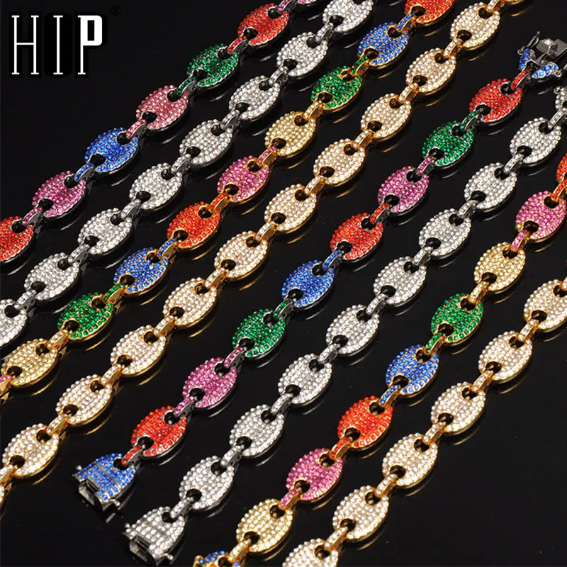 HIP Hop Multi-color Width Iced Out Rhinestoned 13MM 20CM Gold Coffee Beans Link Chain Bracelets Chain For Men Jewelry
HIP Hop Multi-color Width Iced Out Rhinestoned 13MM 20CM Gold Coffee Beans Link Chain Bracelets Chain For Men Jewelry