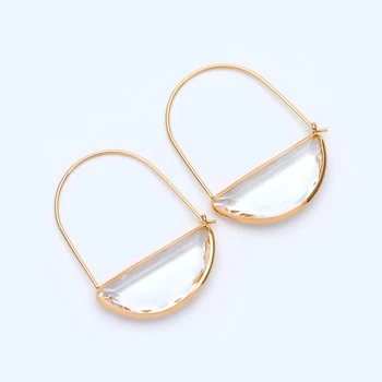 4pcs Geometric Hoop Earring, 18K Gold plated Brass, Semi-circle Ear Wire, Clear Crystal Glass Pendant (GB-1028-1)
4pcs Geometric Hoop Earring, 18K Gold plated Brass, Semi-circle Ear Wire, Clear Crystal Glass Pendant (GB-1028-1)