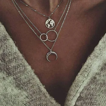 Moon Pendant Necklace Aesthetic Women Multi-layer Bohemian Style Pendant Chain Necklaces Women's Jewelry Kpop Collares
Moon Pendant Necklace Aesthetic Women Multi-layer Bohemian Style Pendant Chain Necklaces Women's Jewelry Kpop Collares