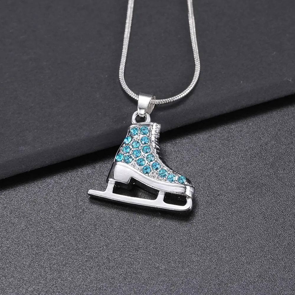 Fishhook Циркониевое 3D ожерелье для коньков на льду с белой эмалью роскошная синяя