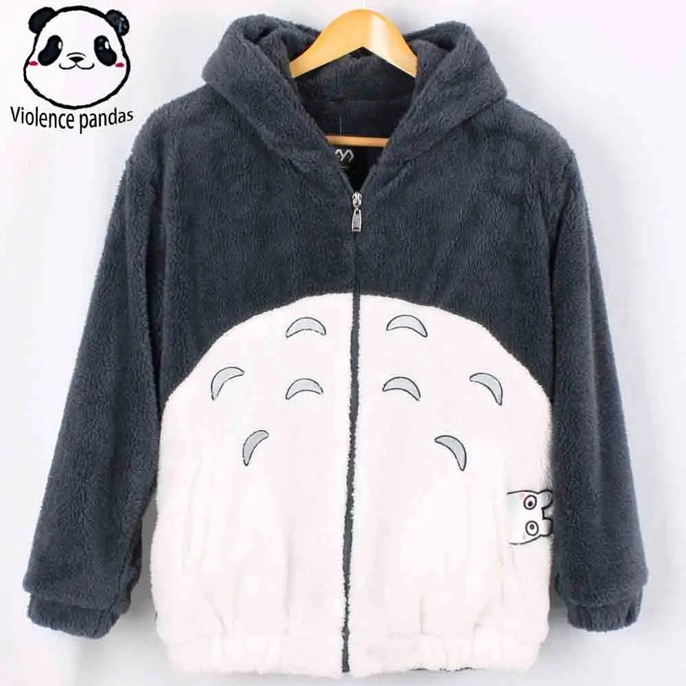 

New Harajuku Totoro Kawaii Hoodie Sweatshirt My Neighbor Coat Cosplay Fleece Overcoat With Ears Harajuku Cute Jackets Christmas