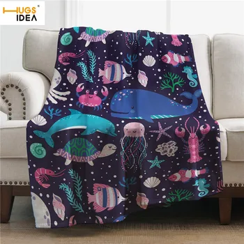 HUGSIDEA Underwater Throw Blanket Ocean Animal Starfish Shark Turtle Print Flannel Fleece Blanket Sofa Couch Quilt Cover Travel
HUGSIDEA Underwater Throw Blanket Ocean Animal Starfish Shark Turtle Print Flannel Fleece Blanket Sofa Couch Quilt Cover Travel
