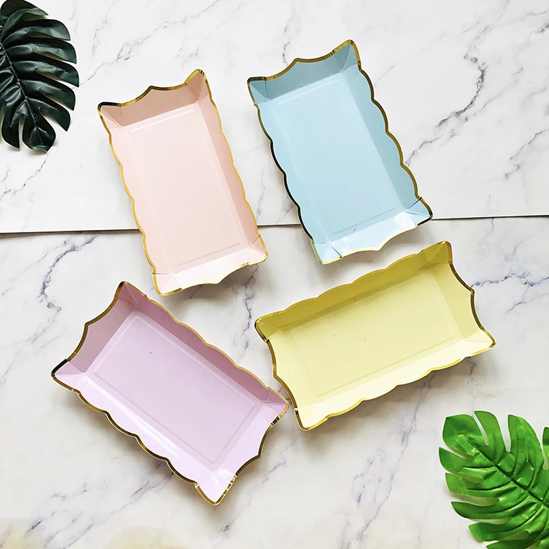 Description Picture 5 of itemBronzing Solid Color Disposable Tableware Party Paper Plates Cup Wedding Carnival Decoration Birthday Baby Shower Party Supplies