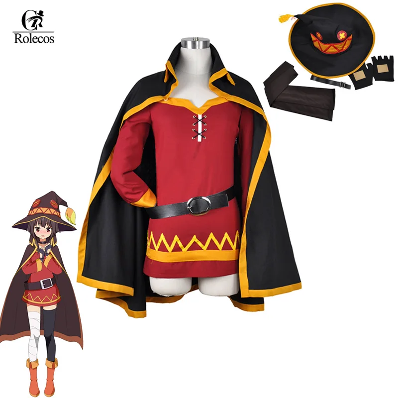 Косплей Костюм ROLECOS аниме Kono Subarashii Sekai ni Shukufuku wo Megumin женское платье мужской костюм