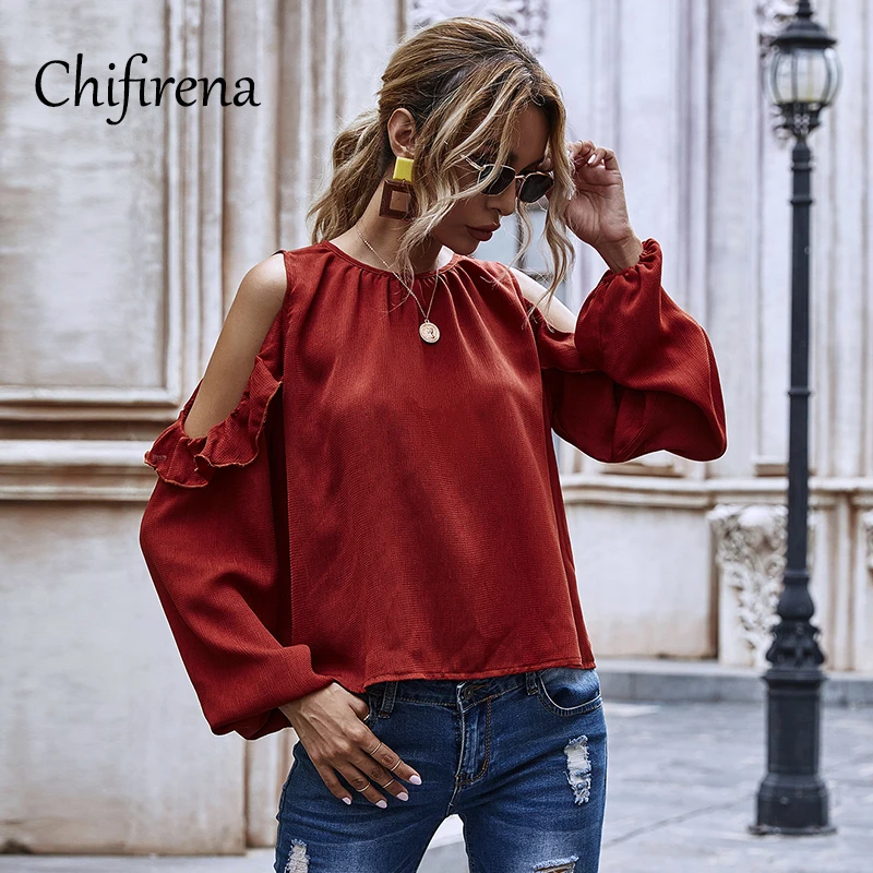 Chifirena Autumn Solid Cold Shoulder Blouse Women O Neck Loose Tops Elegant Puff Sleeve Sweet Cute Blousas Streetwear Blouse
Chifirena Autumn Solid Cold Shoulder Blouse Women O Neck Loose Tops Elegant Puff Sleeve Sweet Cute Blousas Streetwear Blouse