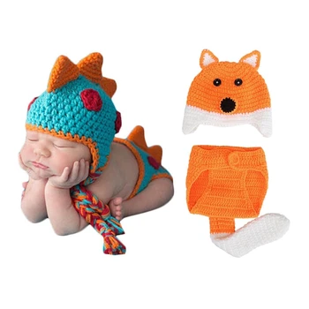 2 Set Baby Crochet Knitted Photo Photography Props Handmade Baby Hat Diaper Outfit for 0-6 Months Baby - Fox & Dinosaur
2 Set Baby Crochet Knitted Photo Photography Props Handmade Baby Hat Diaper Outfit for 0-6 Months Baby - Fox & Dinosaur