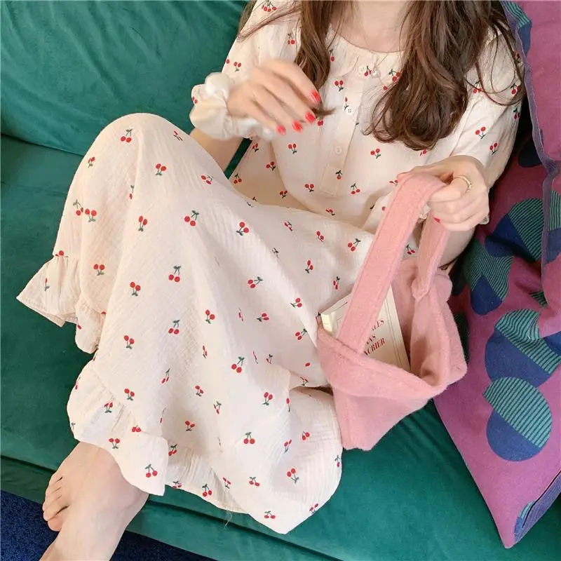 QWEEK Cotton Night Dress Women Korean Sleepwear Cherry Print Nightwear White Long One-piece Dress Gown Summer Nightgown for Girl
QWEEK Cotton Night Dress Women Korean Sleepwear Cherry Print Nightwear White Long One-piece Dress Gown Summer Nightgown for Girl