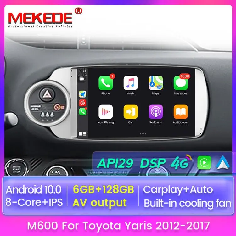 Автомобильный видеопроигрыватель MEKEDE Octa-Core для Toyota Yaris 2012 - 2017 GPS навигация 4G + Wifi DVR
