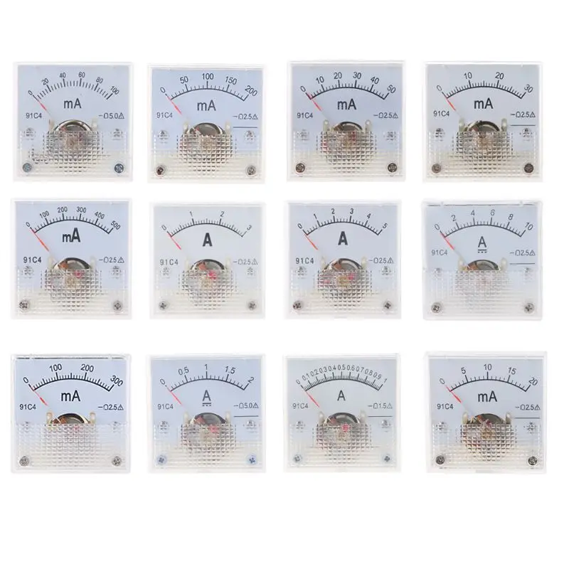 91C4 Ammeter DC Analog Current Meter Panel Mechanical Pointer Type 1/2/3/5/10/20/30/50/100/200/300/500mA A
91C4 Ammeter DC Analog Current Meter Panel Mechanical Pointer Type 1/2/3/5/10/20/30/50/100/200/300/500mA A