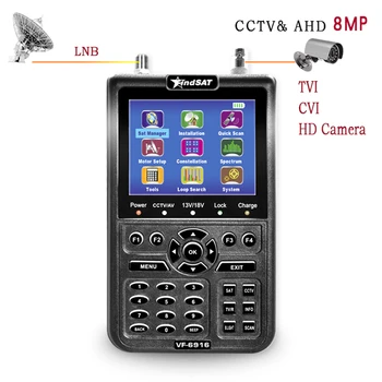 VF-6916 DVB-S2 DVB-S Satellite Finder with CCTV 8MP AHD 4000mA Battery MPEG4 Sat Finder Meter 3.5 inch LCD HD Digital Satfinder
VF-6916 DVB-S2 DVB-S Satellite Finder with CCTV 8MP AHD 4000mA Battery MPEG4 Sat Finder Meter 3.5 inch LCD HD Digital Satfinder