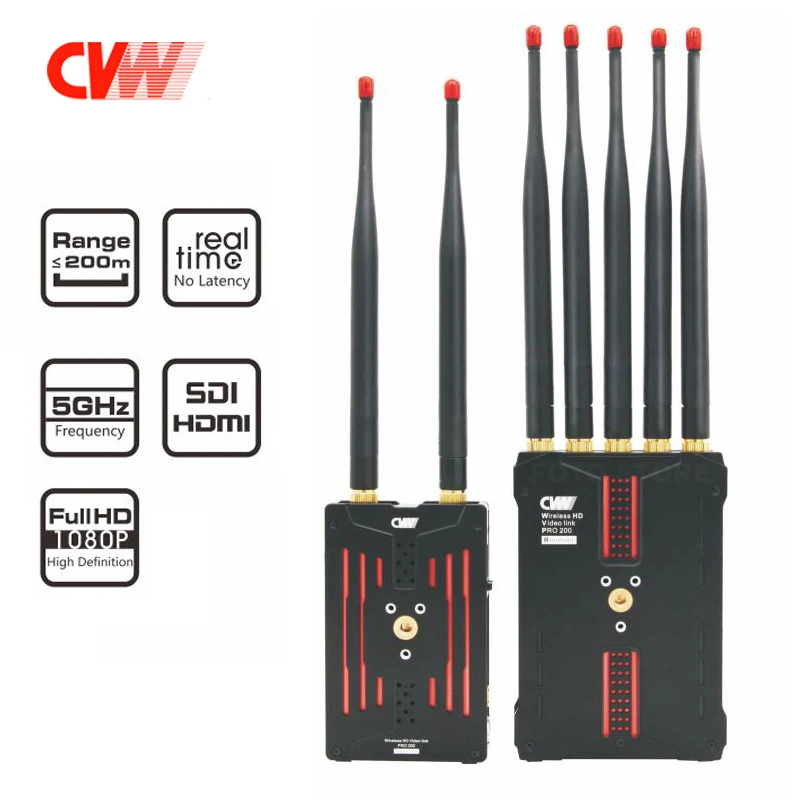 CVW Pro200 200m Wireless HD Video Transmission System 5GHz SDI HDMI 1080P Multifunctional Wireless image Transmitter & Receiver
CVW Pro200 200m Wireless HD Video Transmission System 5GHz SDI HDMI 1080P Multifunctional Wireless image Transmitter & Receiver