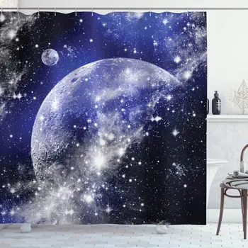 Navy Blue Shower Curtain Galaxy Nebula Full Moon Phase Starry Night Sky Infinity Space for Home and Dorms Bathroom Decor Set
Navy Blue Shower Curtain Galaxy Nebula Full Moon Phase Starry Night Sky Infinity Space for Home and Dorms Bathroom Decor Set