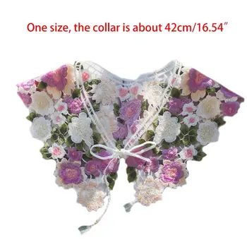 Korean Womens Spring Autumn Fake Collar Shawl Embroidered Colorful Floral Hollow Out Detachable Half Shirt Necklace with Bowknot
Korean Womens Spring Autumn Fake Collar Shawl Embroidered Colorful Floral Hollow Out Detachable Half Shirt Necklace with Bowknot