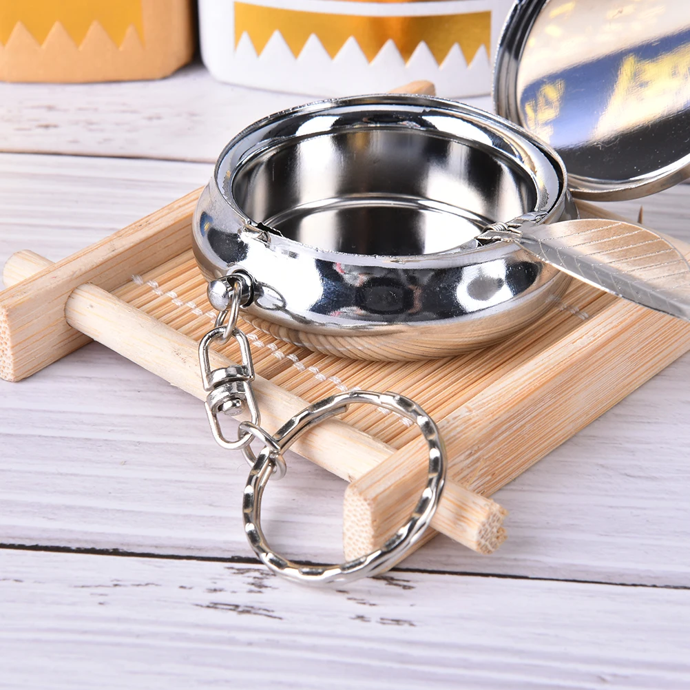 Description Picture 6 of itemCreative Fashion Round Cigarette Keychain Portable Ashtrays Stainless Steel Pocket Ashtray Random