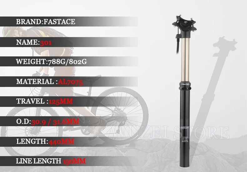 FASTACE MTB Height Adjustable Air Seatpost Dropper 30.9/31.6mm 440mm Internal Routing External Cable Remote 125mm Travel Seat FASTACE MTB Height Adjustable Air Seatpost Dropper 30.9/31.6mm 440mm Internal Routing External Cable Remote 125mm Travel Seat