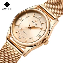 

2021 Montre Femme Ladies Watches WWOOR Top Luxury Rose Gold Diamond Quartz Wrist Watch Women Dress Bracelet Watch Relojes Mujer