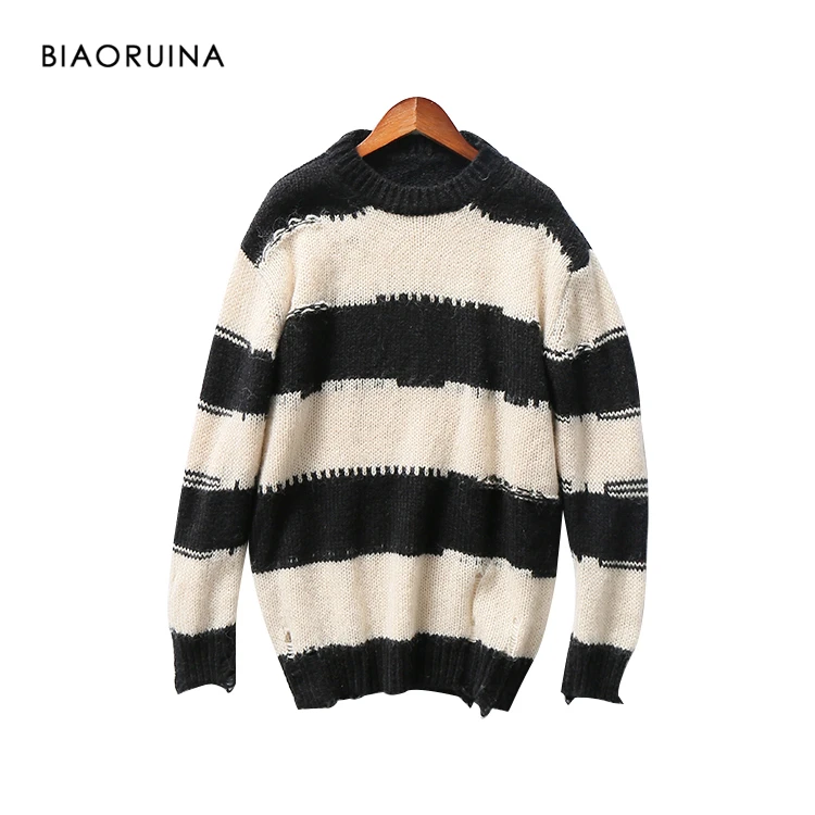 BIAORUINA Mohair Blends Women's Oversized Contrast Stripes Hallow Out Holes Knit Sweater Drop-Shoulder O-neck Fashion Pullovers
BIAORUINA Mohair Blends Women's Oversized Contrast Stripes Hallow Out Holes Knit Sweater Drop-Shoulder O-neck Fashion Pullovers