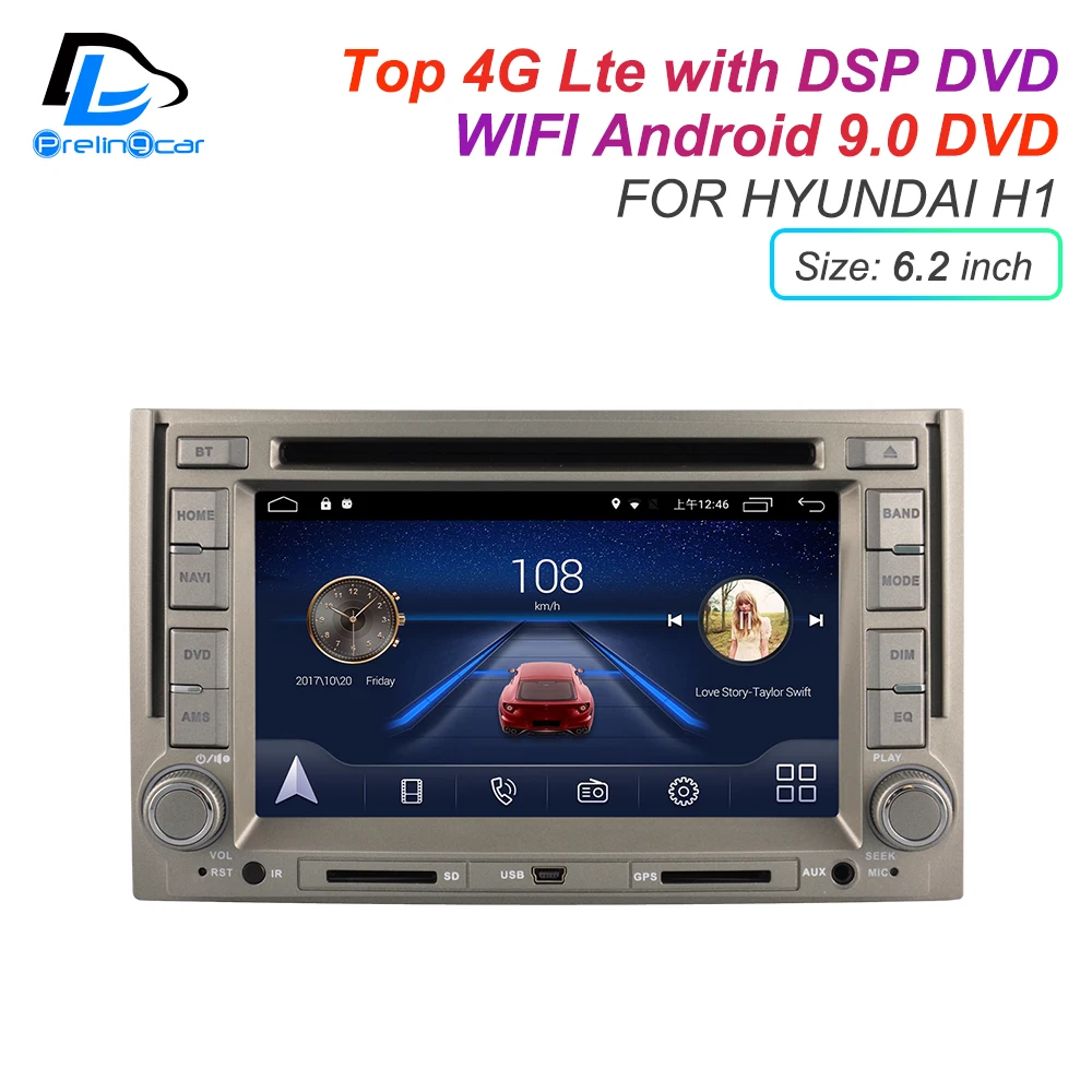 Sale IPS screen DSP sound Android 9.0 2 DIN 4g Lte radio For hyundai H1 2010 2016 years  GPS DVD player stereo navigation 2