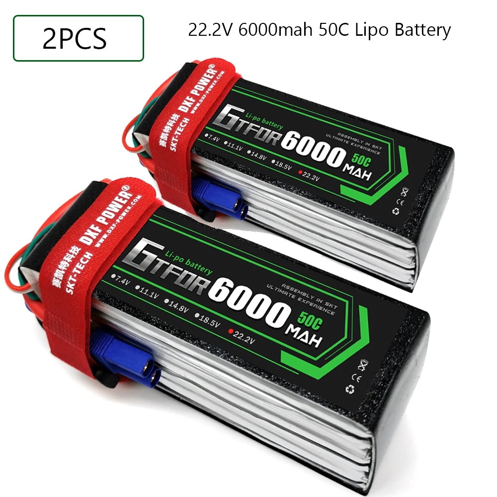 GTFDR 6S 22.2V 6000mah 50C-100C Lipo Battery 6S XT60 T Deans XT90 EC5 For FPV Drone Airplane Car Racing Truck Boat RC Parts
GTFDR 6S 22.2V 6000mah 50C-100C Lipo Battery 6S XT60 T Deans XT90 EC5 For FPV Drone Airplane Car Racing Truck Boat RC Parts
