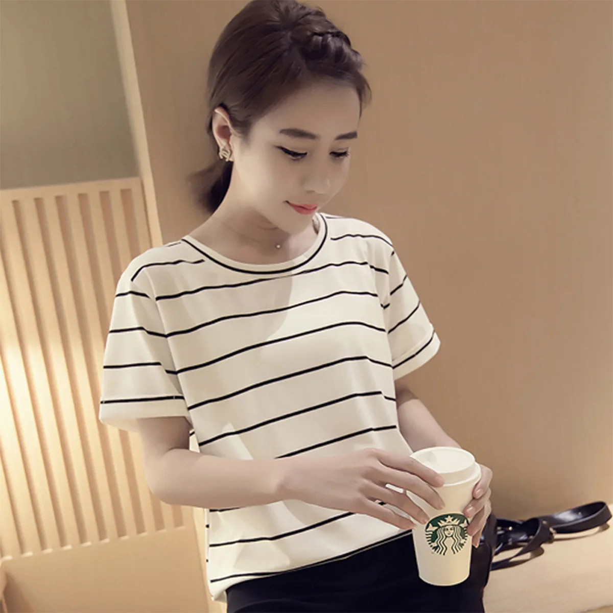 2019 Summer New Style Korean-style Loose And Plus-sized Stripes Short Sleeve T-shirt Tops Base Shirt Women's-
2019 Summer New Style Korean-style Loose And Plus-sized Stripes Short Sleeve T-shirt Tops Base Shirt Women's-