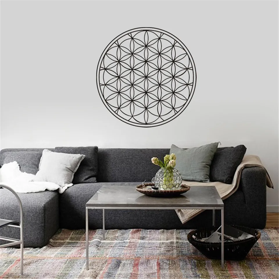 Виниловая наклейка на стену мандала цветок жизни домашний дизайн геометрический