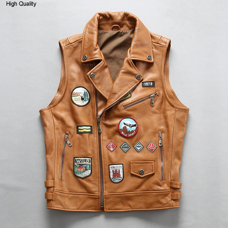 Fashion Locomotive Style Genuine Leather Vest Motorcycle Biker Waistcoat Cowhide Vest Short Slim Fit Real Leather Vest
Fashion Locomotive Style Genuine Leather Vest Motorcycle Biker Waistcoat Cowhide Vest Short Slim Fit Real Leather Vest